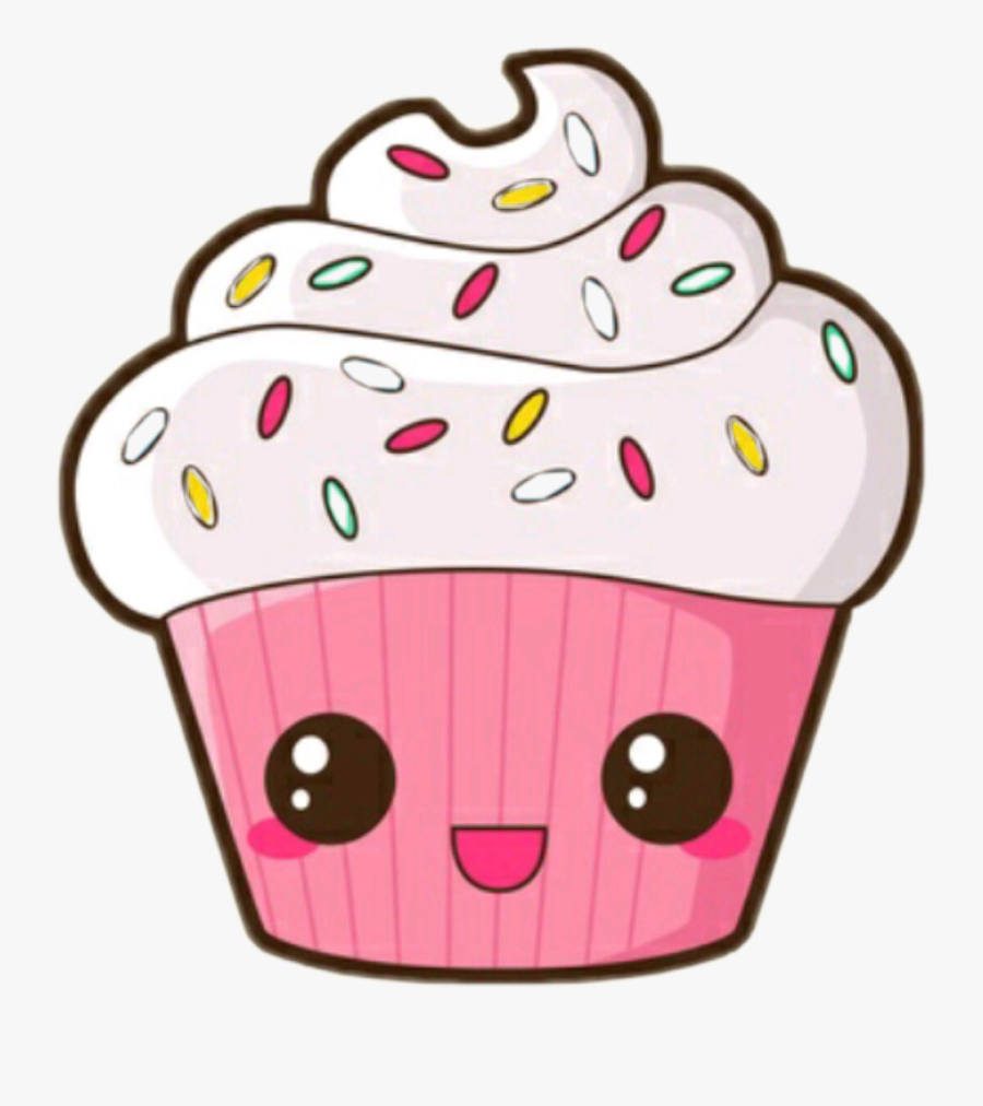 Cute Kawaii Cupcake Cartoon, Transparent Clipart