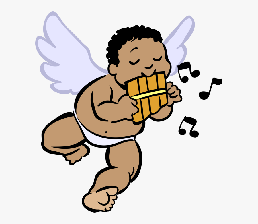 Vector Illustration Of Winged Cupid Angel God Of Desire - Black Baby Angel Png, Transparent Clipart