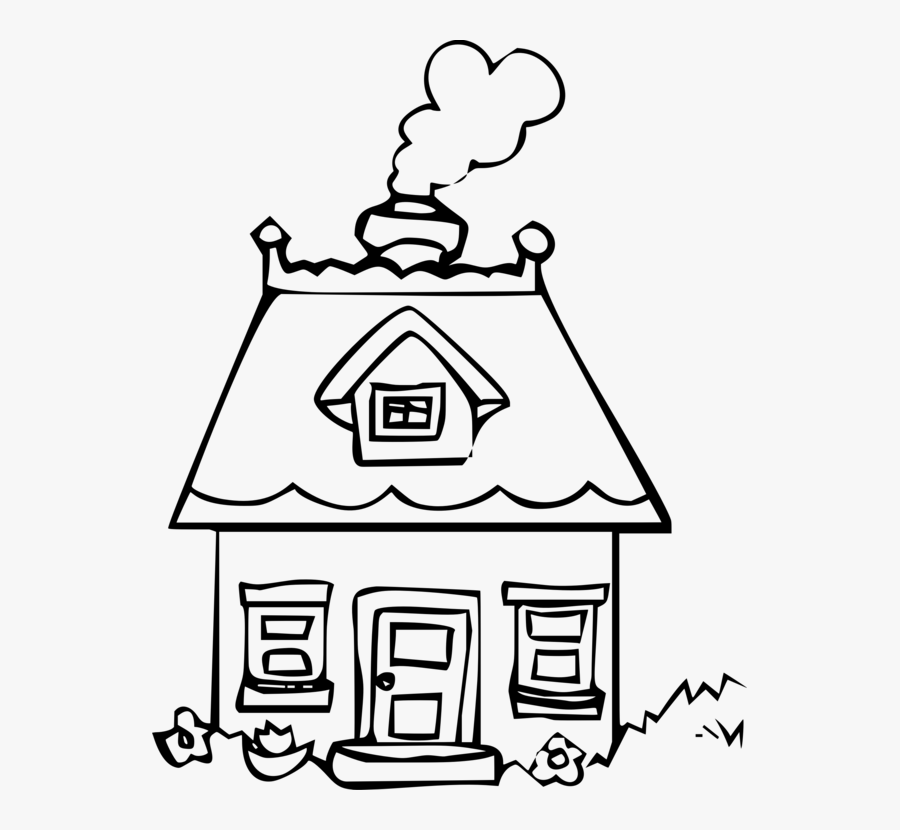Line Art,art,recreation - Cottage Black And White Cartoon, Transparent Clipart