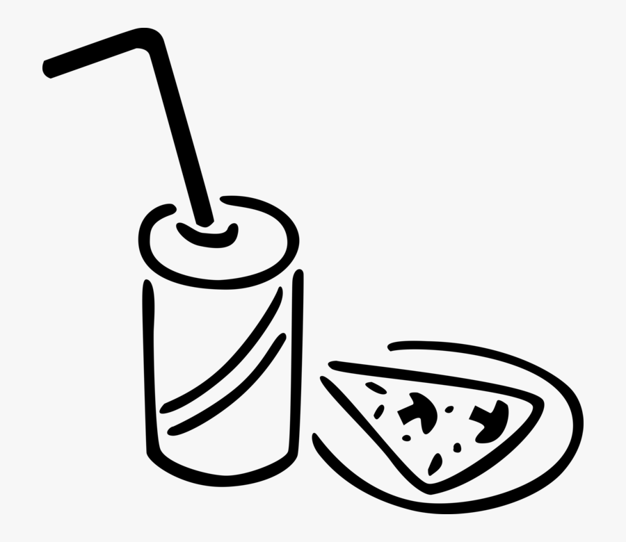 Pizza Clip Soda - Out Line Black And White Pictures Of Refreshments, Transparent Clipart