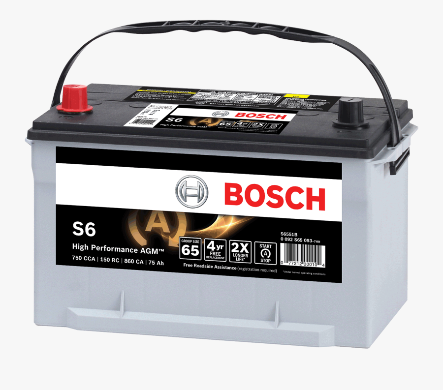 Car Battery Clipart - Bosch S6 Agm, Transparent Clipart