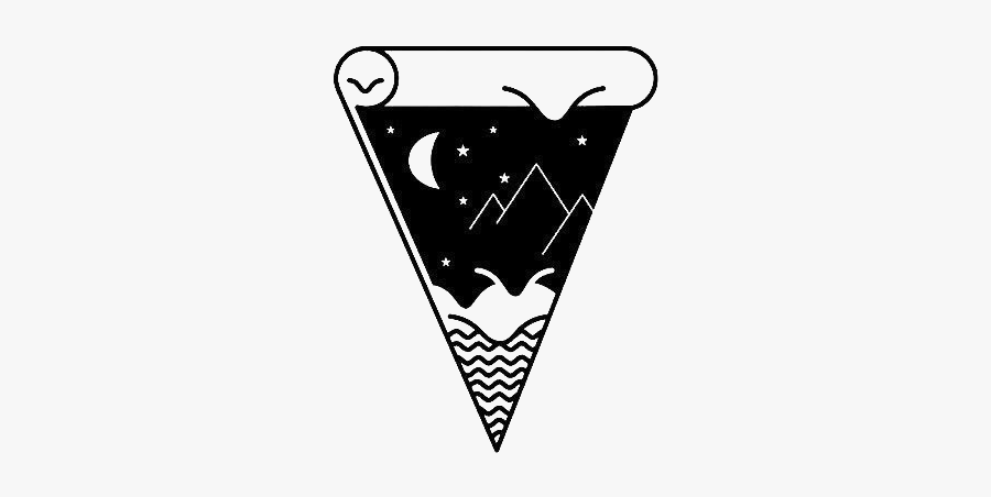 #montain #moon #stars #pizza #black #white #blackandwhite - Geometric Pizza Tattoo, Transparent Clipart