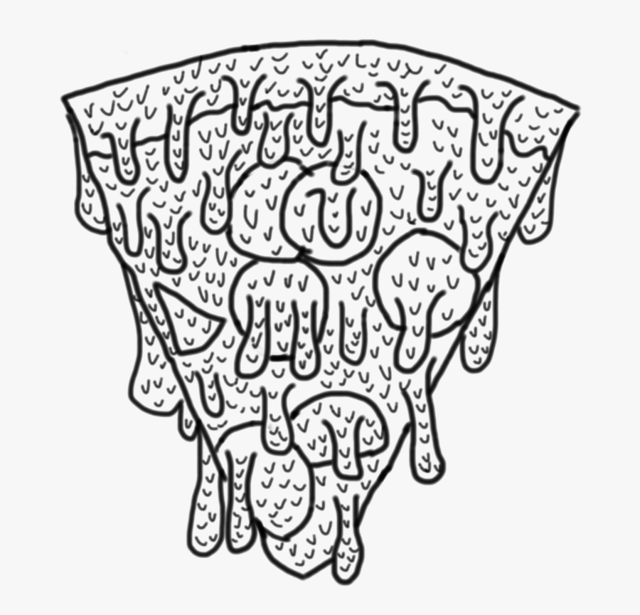 #pizza #grime #colorless #line #outline #pepperoni - Doodle, Transparent Clipart