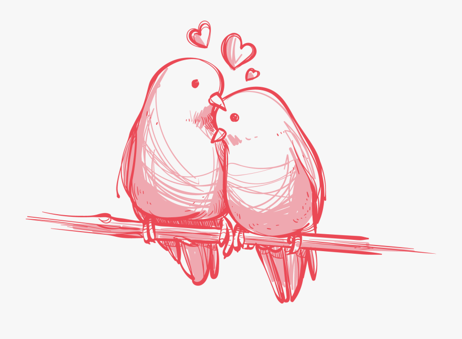 Transparent Wedding Love Birds Clipart Black And White - Love Birds Vector Png, Transparent Clipart