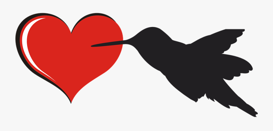 Heart, Love, Bird, Hummingbird - Bird Silhouette, Transparent Clipart