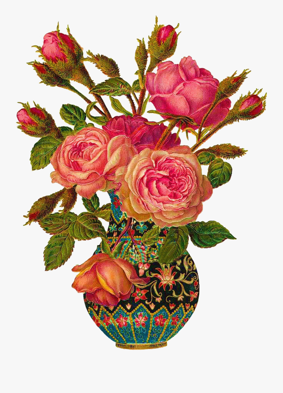 Victorian Vase Of Flowers, Transparent Clipart