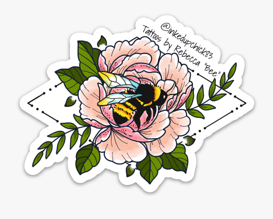 Image Of Peony & Bee - Common Peony, Transparent Clipart