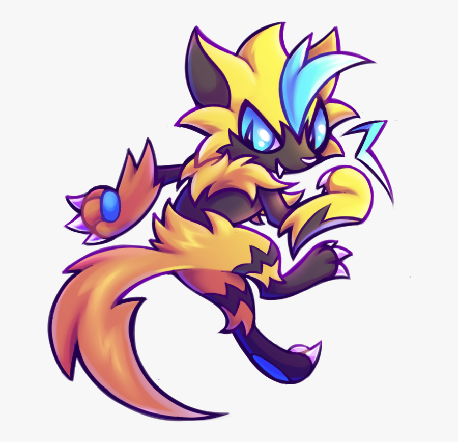 Saw A Spoiler Dropped Everything I Was Doing To Draw - Zeraora Pokemon Fan Art, Transparent Clipart