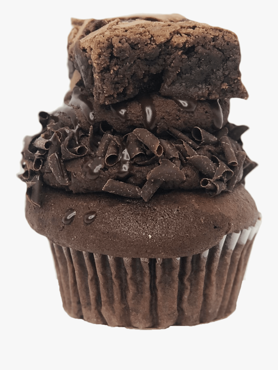 Triple Chocolate Brownie Cupcake - Cupcake, Transparent Clipart
