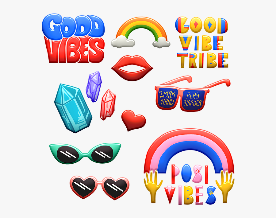 Good Vibes Word Art, Groovy Words, 1960"s, Posivibes - Afbeeldingen Van Good Vibes, Transparent Clipart