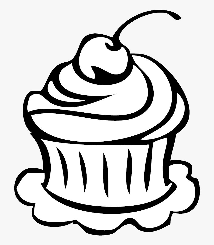 Cupcake Black And White Drawing Clipart Transparent - Cupcake Black And White Png, Transparent Clipart