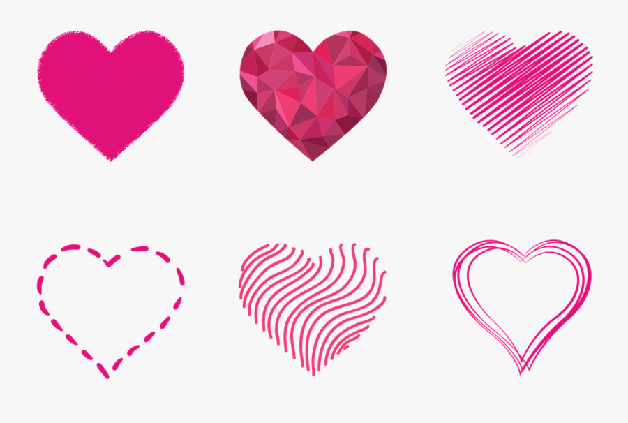 Heart, Outlines, Prism, Dashed, Contour, Lines, Red - Trái Tim Vector, Transparent Clipart