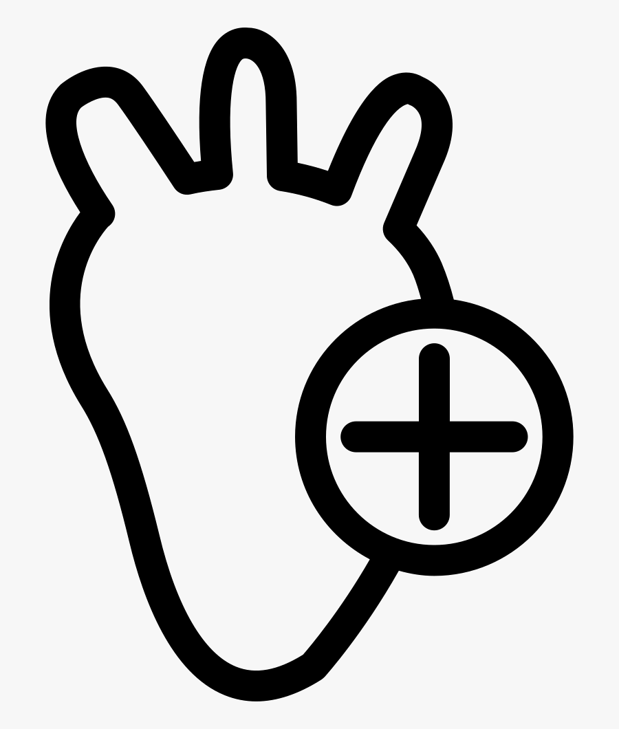 Heart Outline With A Plus Sign, Transparent Clipart