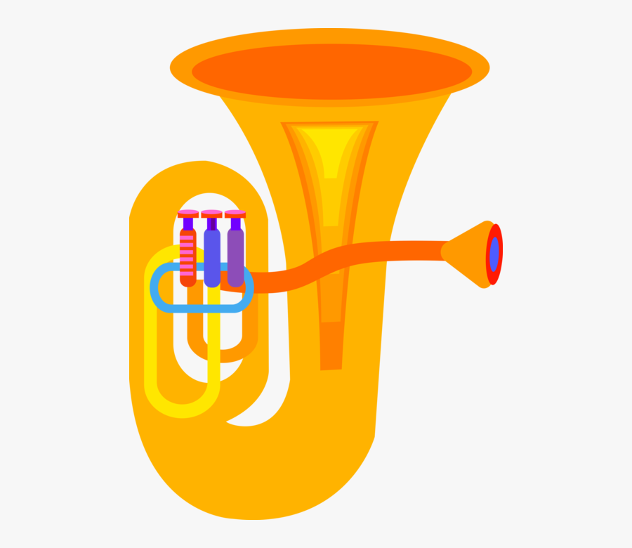 Vector Illustration Of Tuba Large Brass Low-pitched, Transparent Clipart