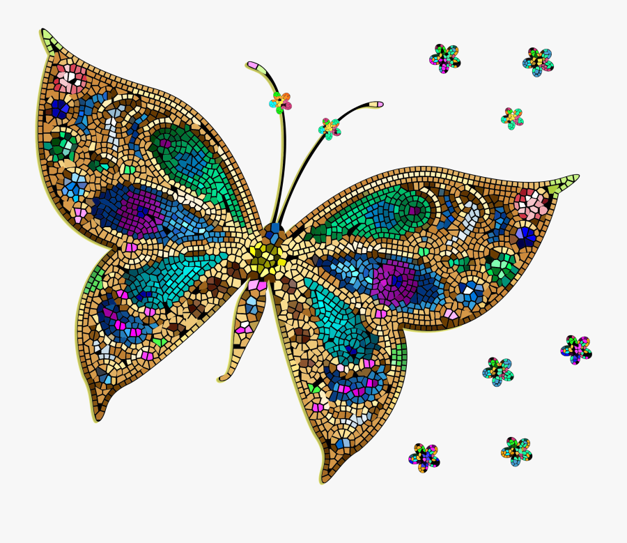 This Free Icons Png Design Of Colorful Tiled Butterfly - Colourful Butterfly Clip Art, Transparent Clipart