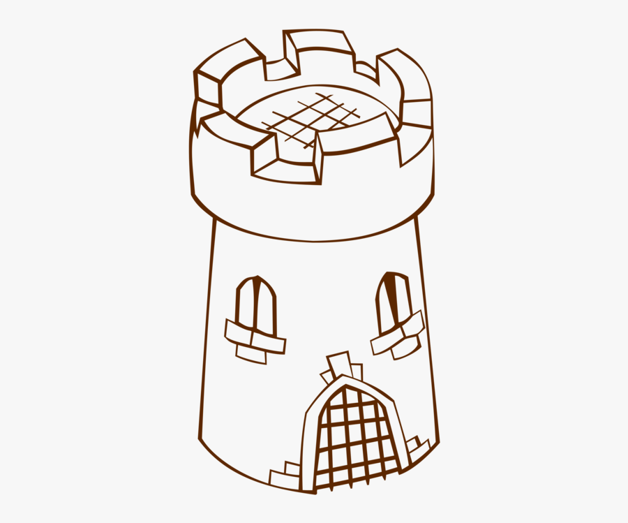 Castle Watch Tower Outline - Tower Black And White Clipart, Transparent Clipart