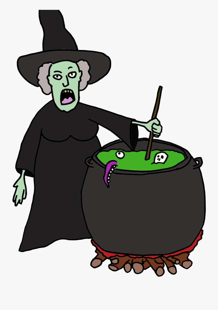 Witch With Text Complete Redbubble Design Drawing Cauldron - Cartoon, Transparent Clipart
