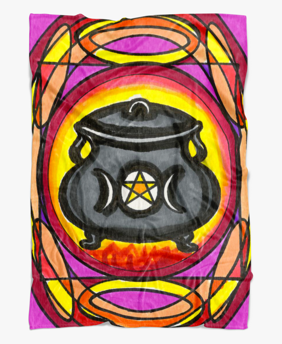 Triple Moon Pentagram Witches Magic Cauldron Soft Microfiber - Stained Glass, Transparent Clipart