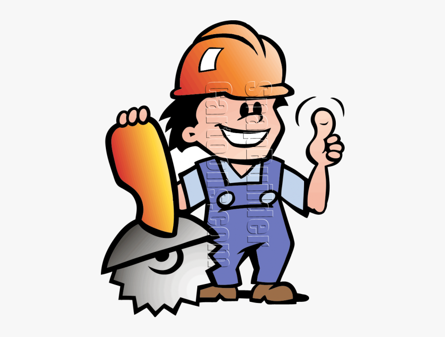 Mechanic Man With Saw & Hard Hat - Logo Man With Hammer, Transparent Clipart