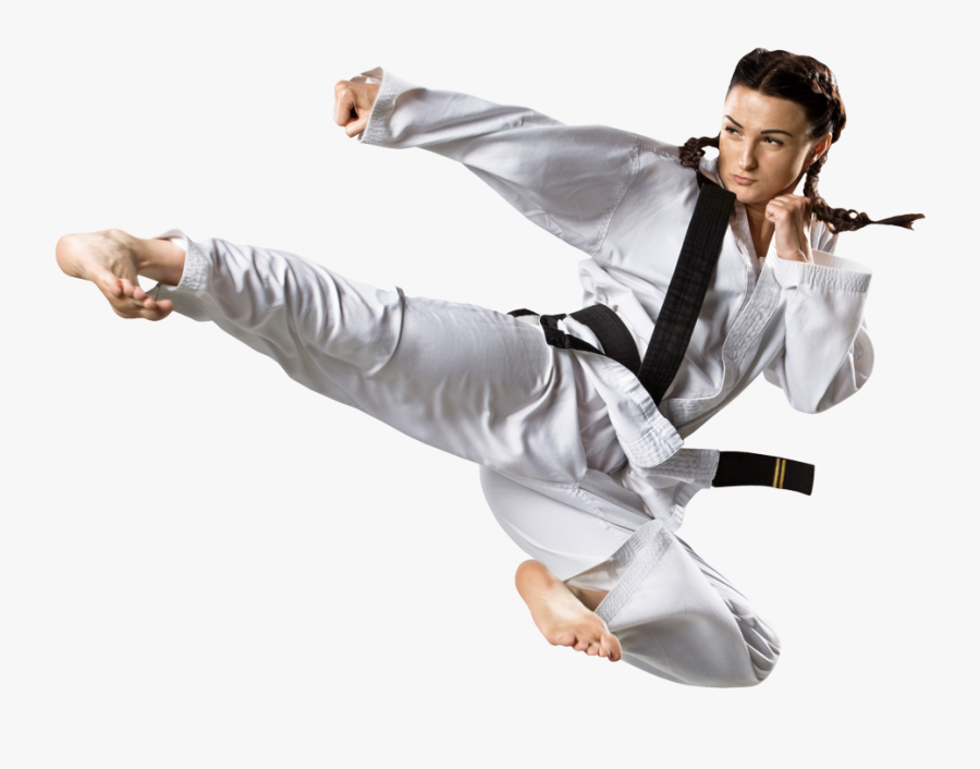 Adult Martial Arts Lady - Martial Arts Kick, Transparent Clipart