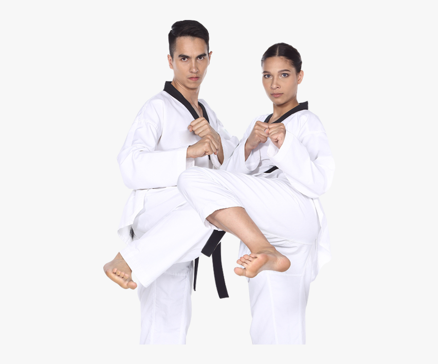 A Man And A Woman Karate Kicking - Kung Fu, Transparent Clipart