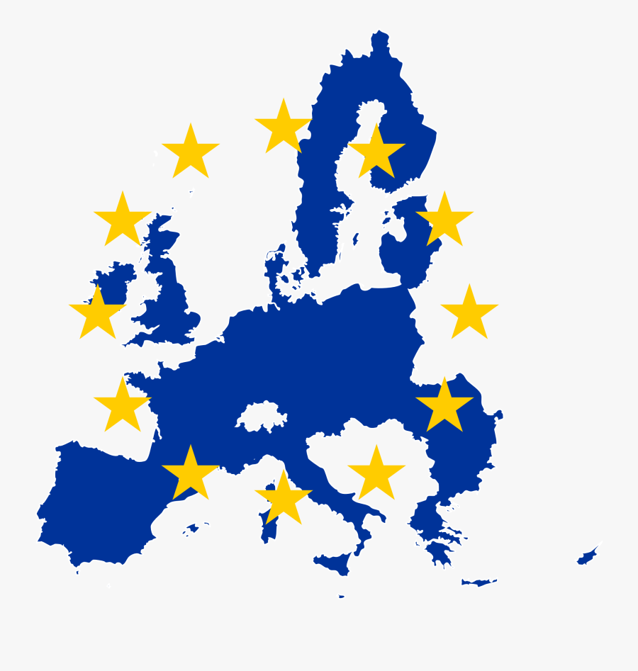 Eu Flag Map - European Union Flag Map, Transparent Clipart