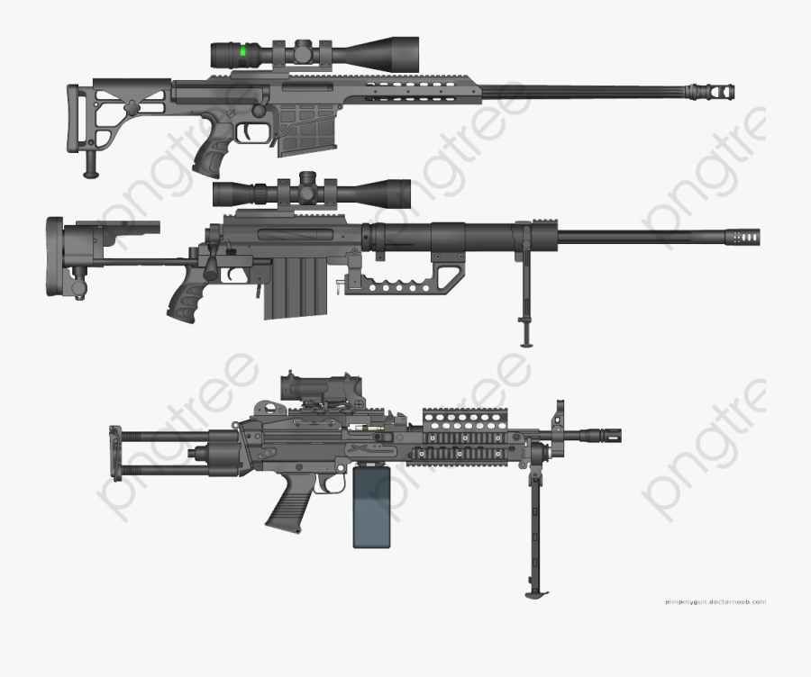 Three Kinds Of Sniper Rifle, Sniper Rifle, Submachine - M200 Intervention Side View, Transparent Clipart