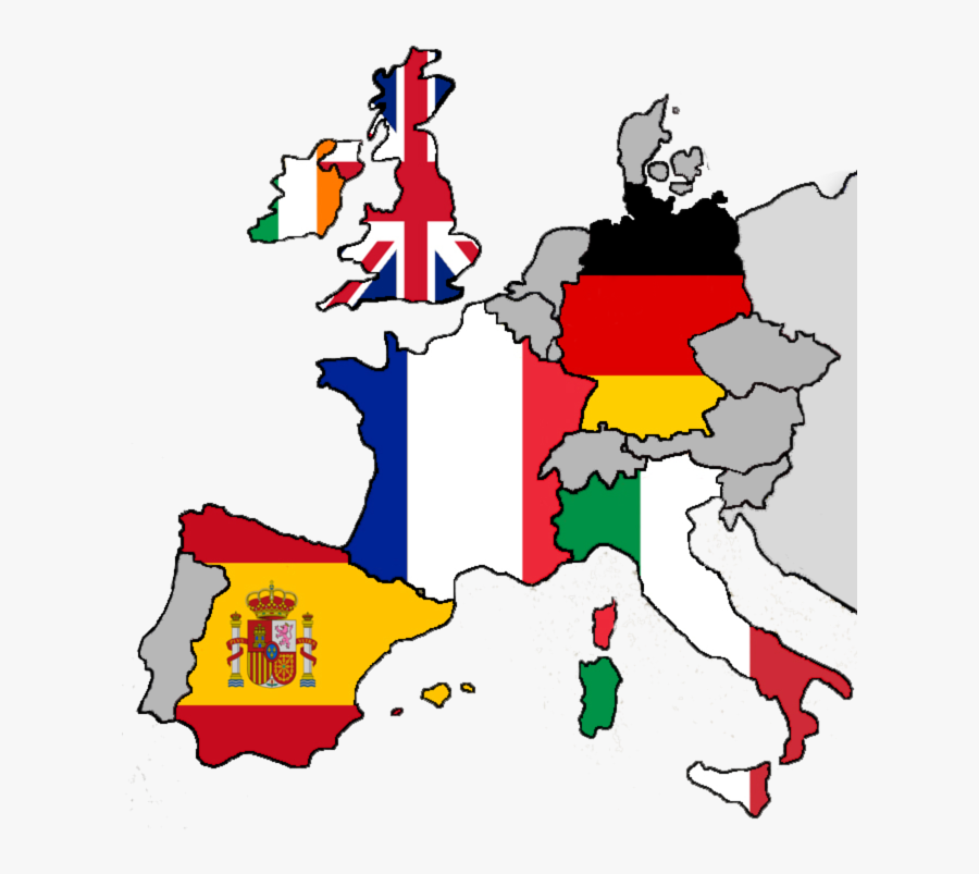 Spain Clipart Europe - Europe Country Map With Flags, Transparent Clipart