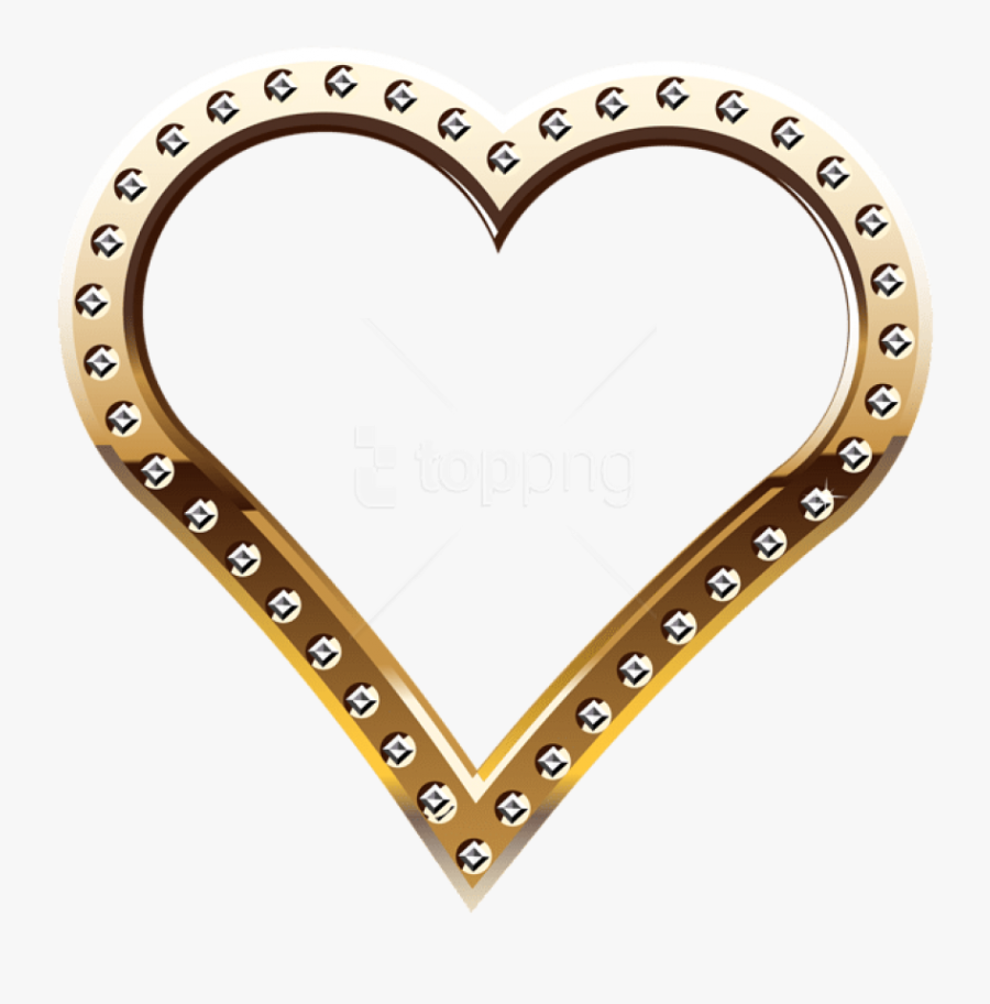Free Png Download Heart Border Gold Clipart Png Photo - Heart Clipart Png Golden Border, Transparent Clipart