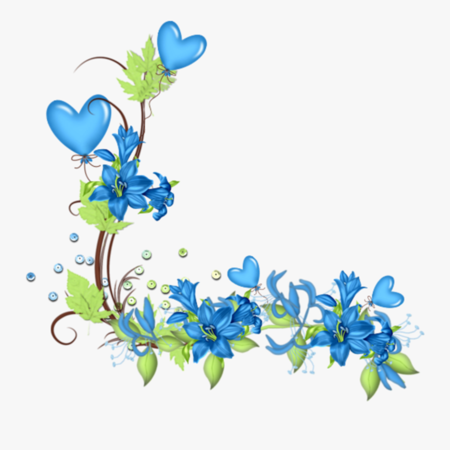 Transparent Blue Flower Border Png - Border Design Blue Flower, Transparent Clipart