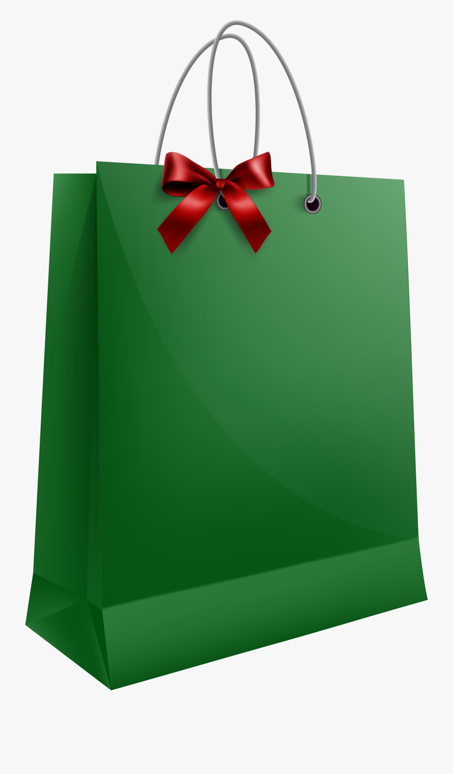 Green Gift Bag With Bow Png Clip Art Image - Christmas Gift Bag Png, Transparent Clipart