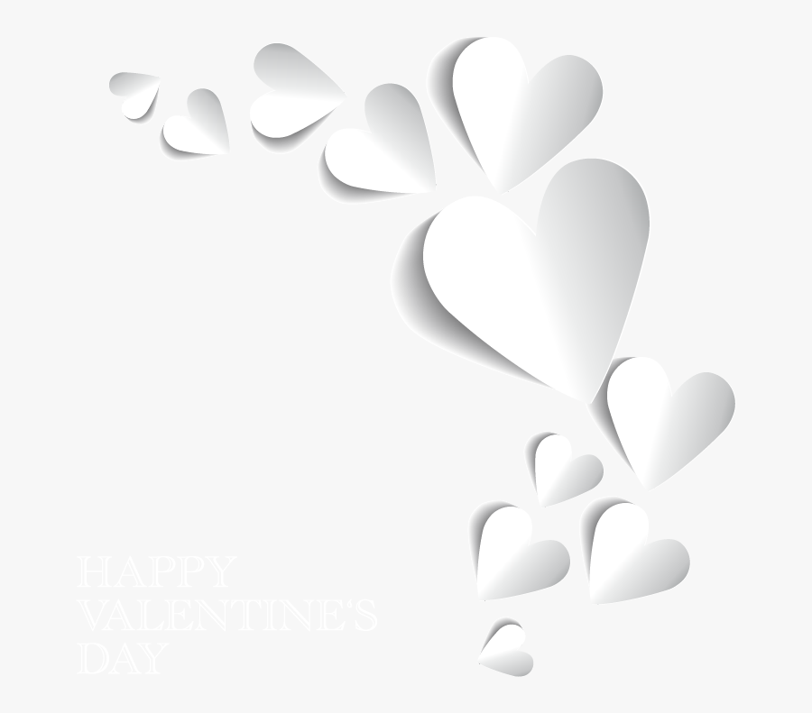 White Heart Border Black Background, Transparent Clipart