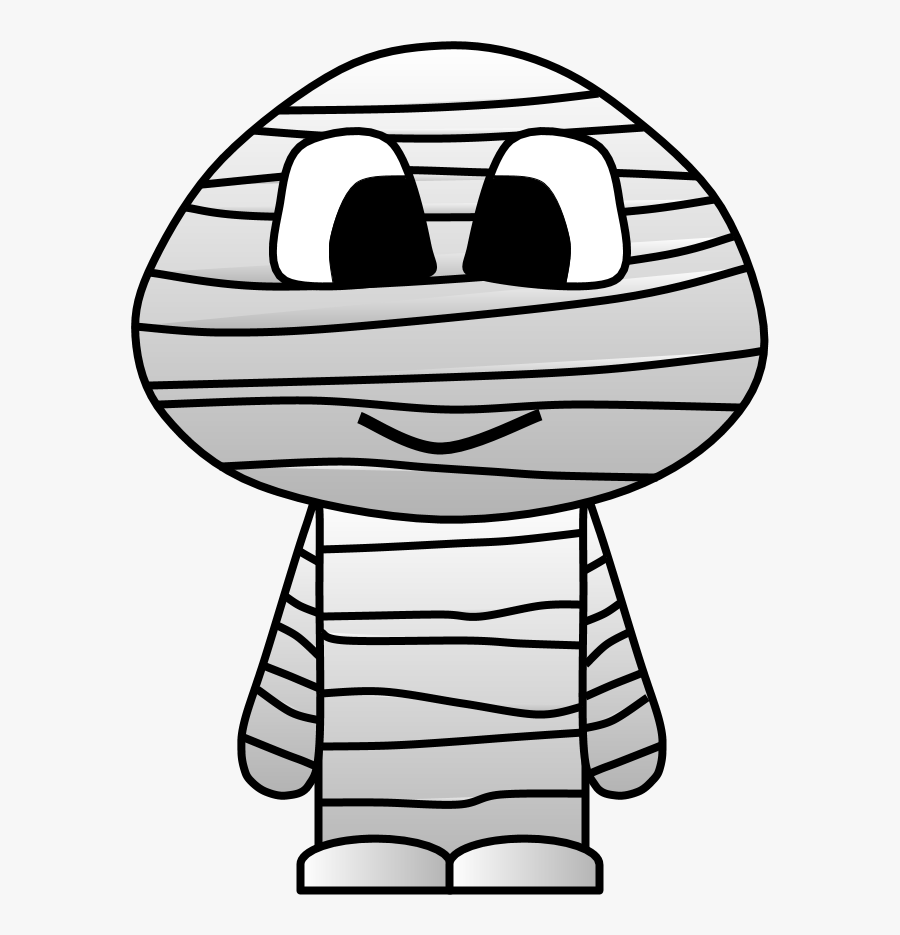 Mummy, Bandages, Big Eyes, Cartoon Person - Jupiter Clipart Black And White, Transparent Clipart