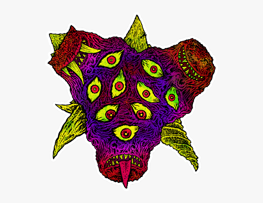 Glorp Tri Head Terror Sticker "
 Class="lazyload Blur - Illustration, Transparent Clipart