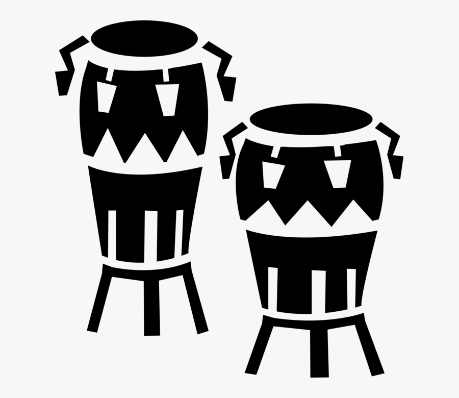 Vector Illustration Of Conga Bongo Drum Set Or Drum - Png Silhouette Of Conga Drums, Transparent Clipart