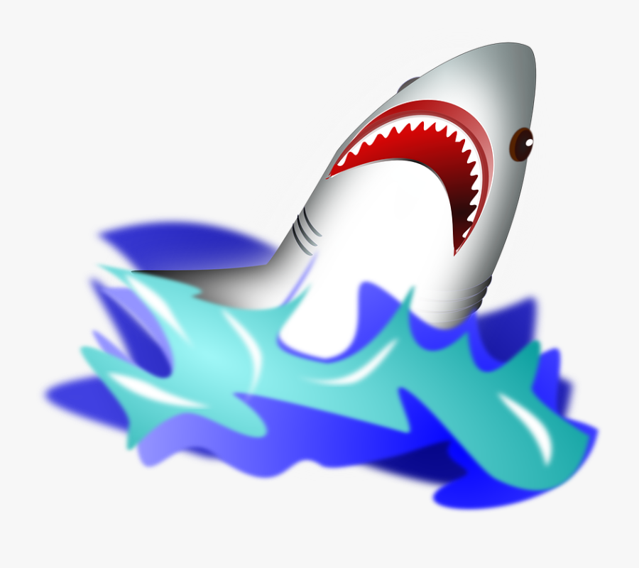 Shark, Attack, Wave, Danger, Dangerous, Ocean, Fish - Sharks In Oceans Clipart, Transparent Clipart