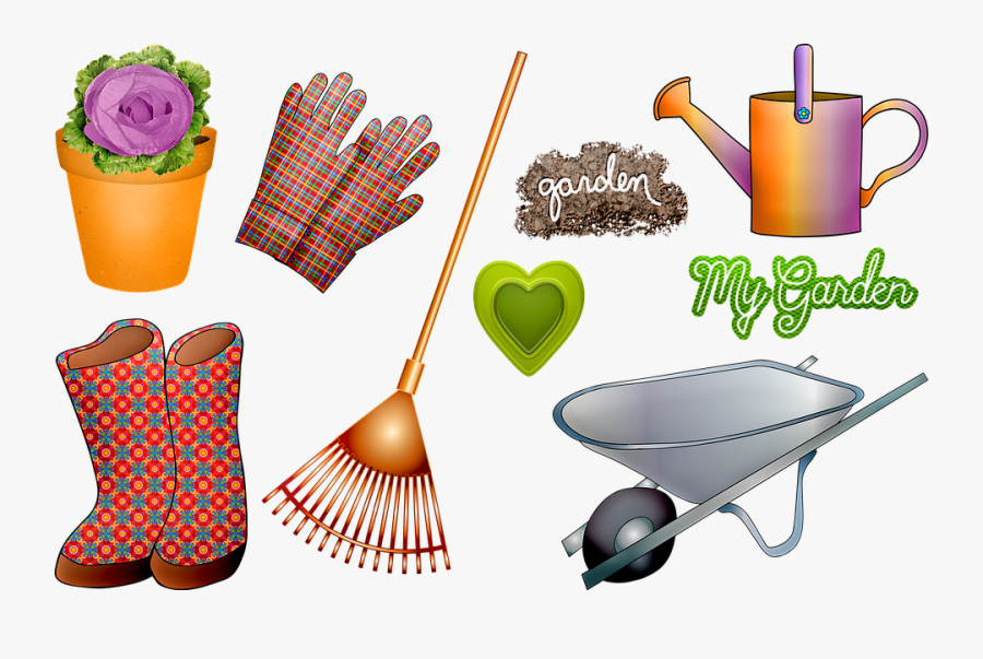 Gardening Elements, Garden, Dirt, Wheelbarrow, Boots, Transparent Clipart