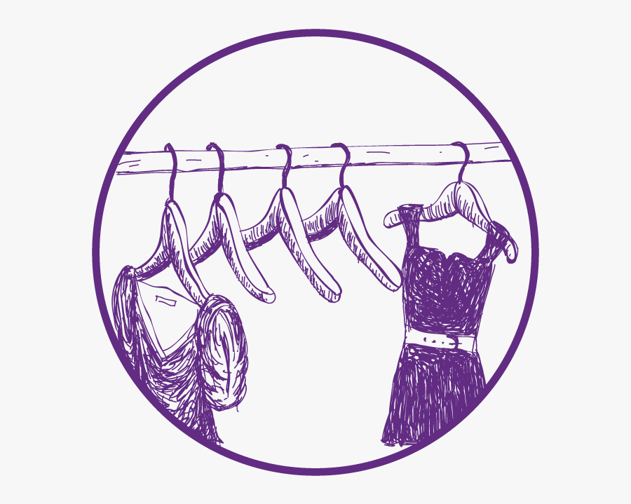 Purple Clip Are Of Clothes And Hangers, Transparent Clipart