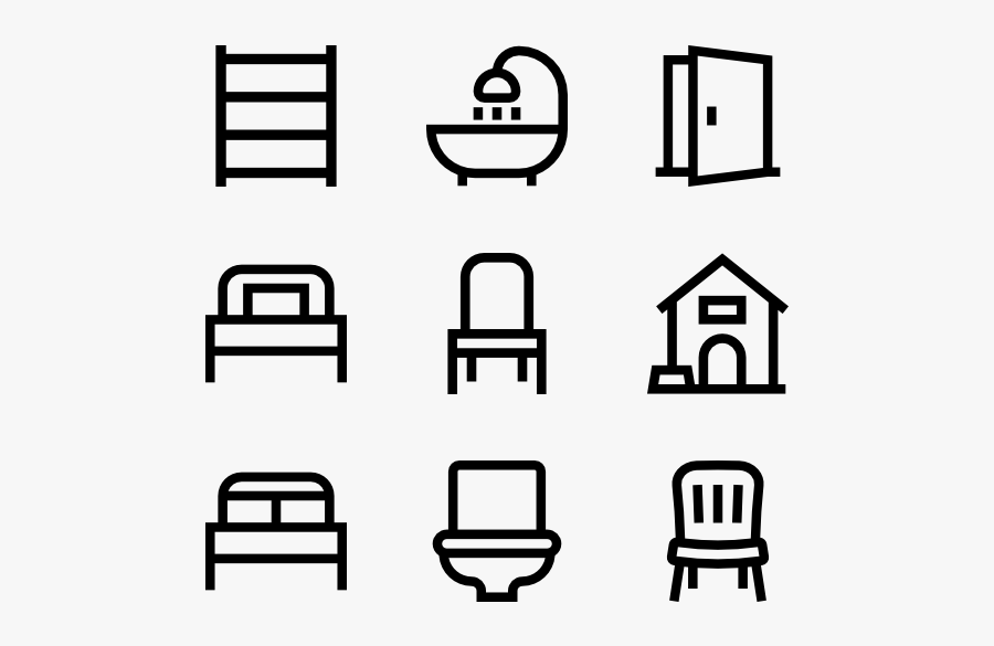 Furniture Linear - Bedroom And Bathroom Icon Vector, Transparent Clipart