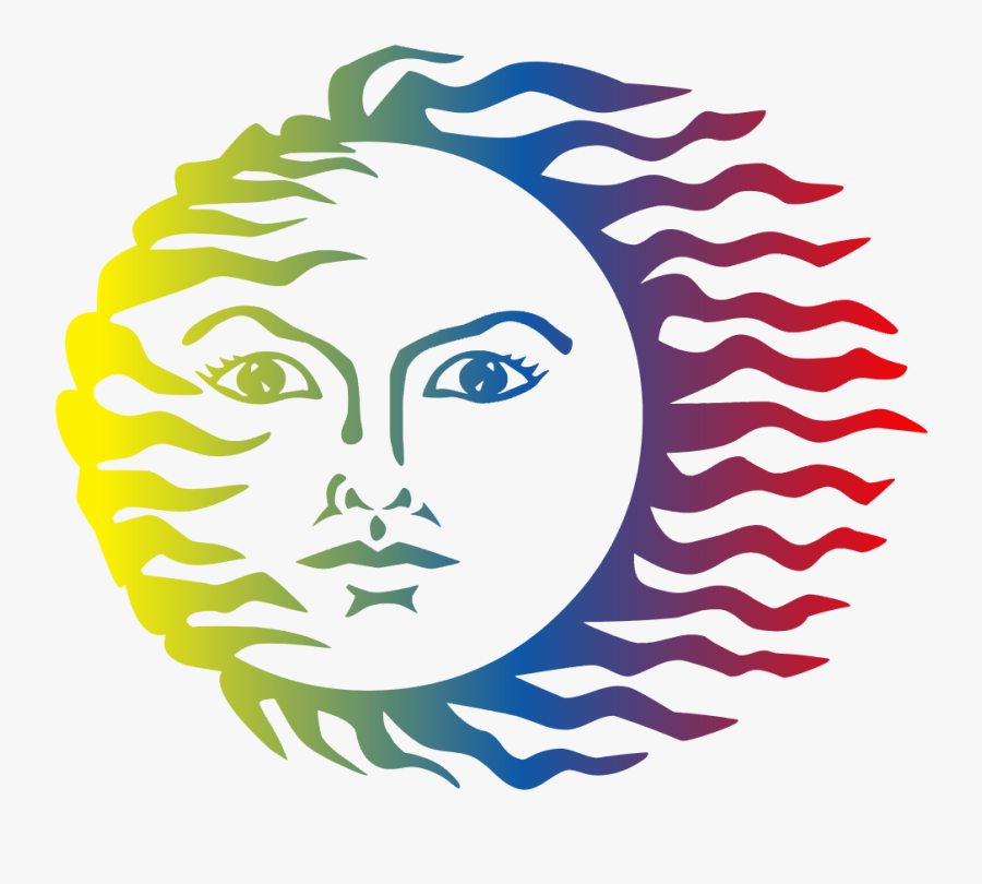 Colorful Sun Face - Black White Sun Png, Transparent Clipart