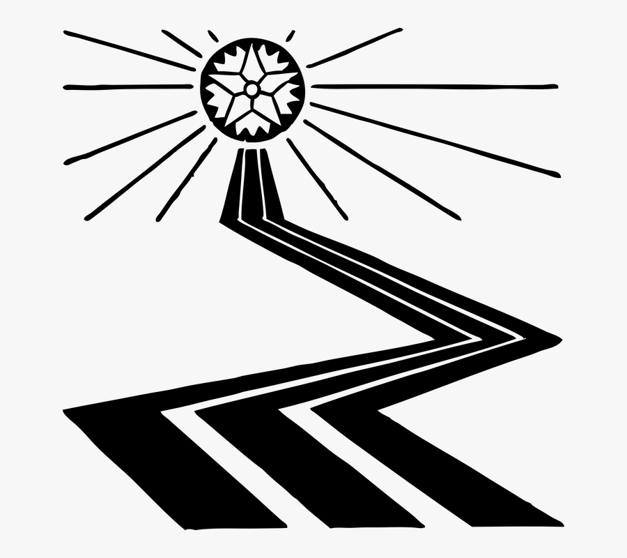 Road, Path, Black And White, Sun, Light, Rays, Star - Path Clipart, Transparent Clipart