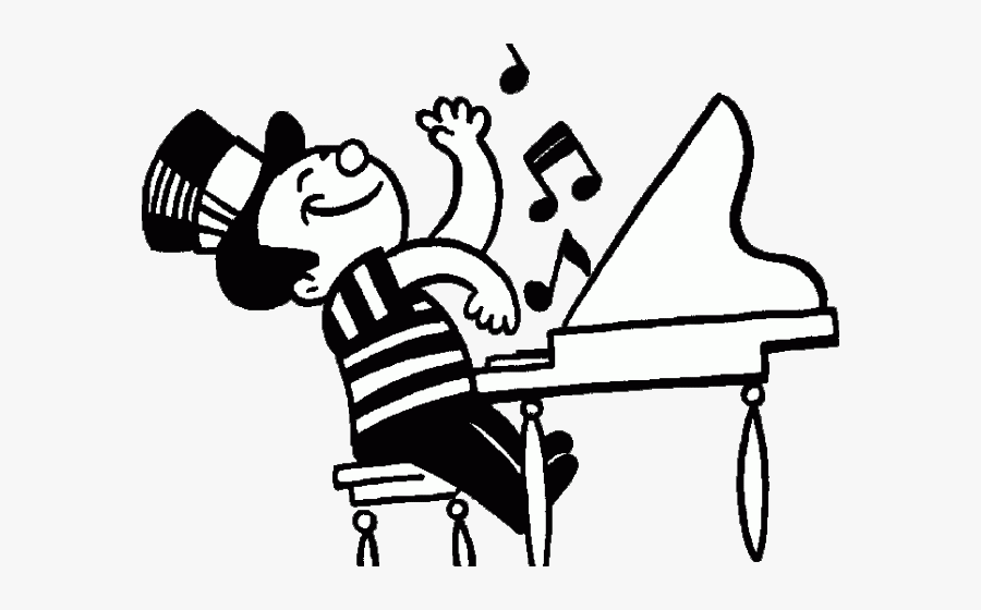 Sheet Music Clipart Teacher - Playing Piano Cartoon Drawing, Transparent Clipart