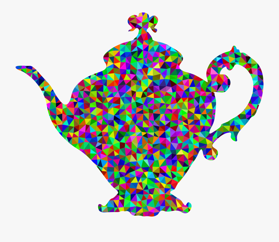 Prismatic Low Poly Vintage Teapot Clip Arts, Transparent Clipart