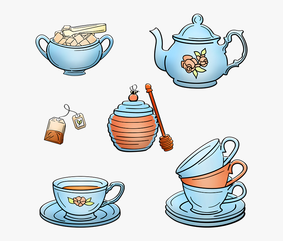 Tea Set, Tea Cup, Teapot, Honey, Tea Bag, Sugar, Coffee - Teapot, Transparent Clipart
