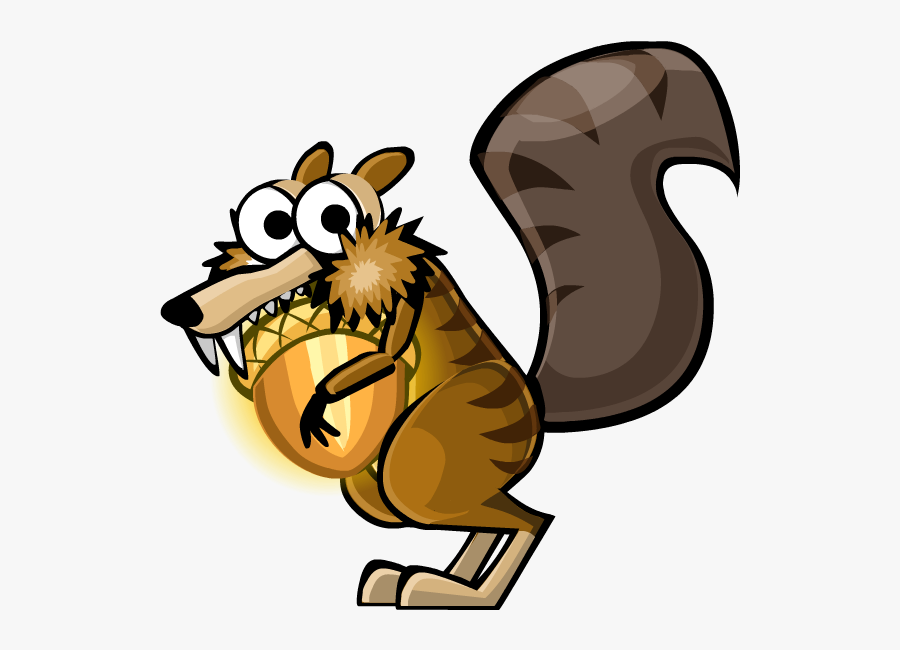 Race For Nuts - Ice Age Squirrel Cartoon, Transparent Clipart