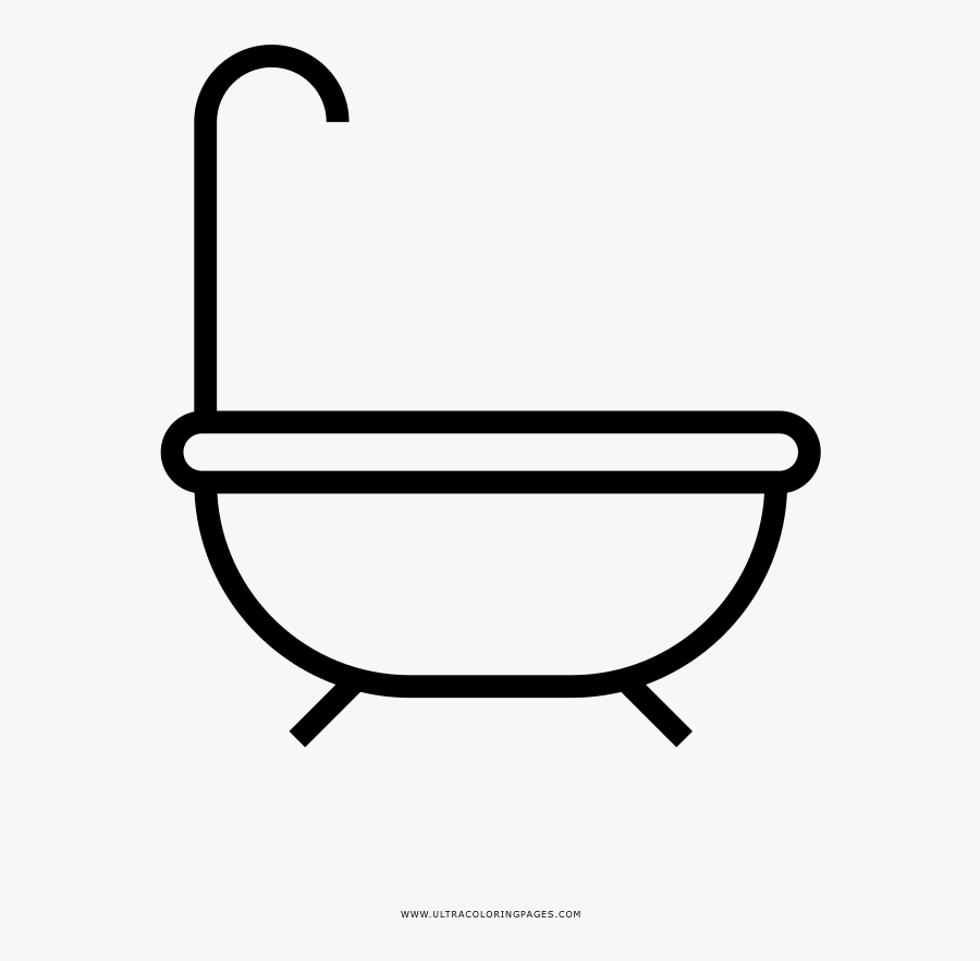 Bathtub Coloring Page - Line Art, Transparent Clipart