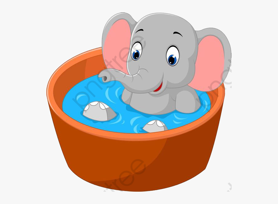 The Bathtub Elephant, Bathtub Clipart, Elephant Clipart, - Cute Elephant Cartoon Taking Bath, Transparent Clipart