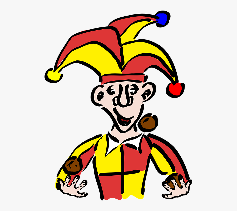 Joker, Balls, Juggling, Hat, Red, Yellow, Bells - Medieval Times Cartoon, Transparent Clipart