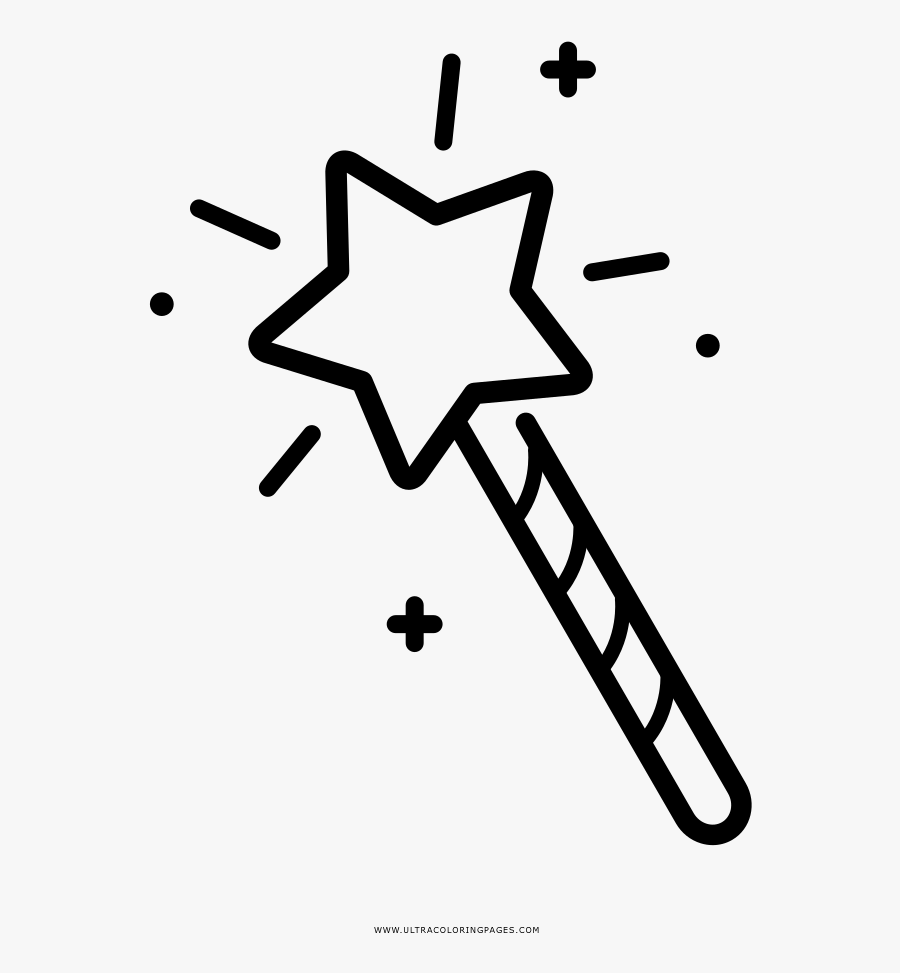 Magic Wand Coloring Page - New Year's Resolutions Worksheet For Kids, Transparent Clipart