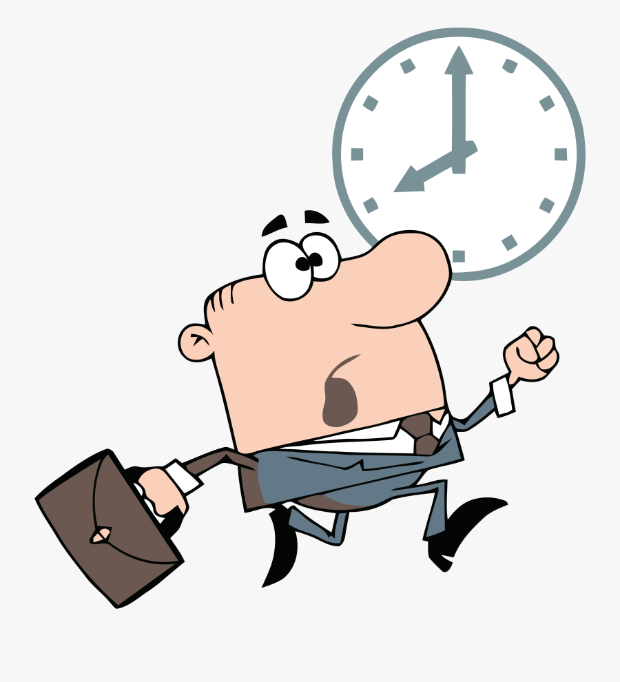 Clipart Image Business Man Racing The Clock To Get - Being Late, Transparent Clipart